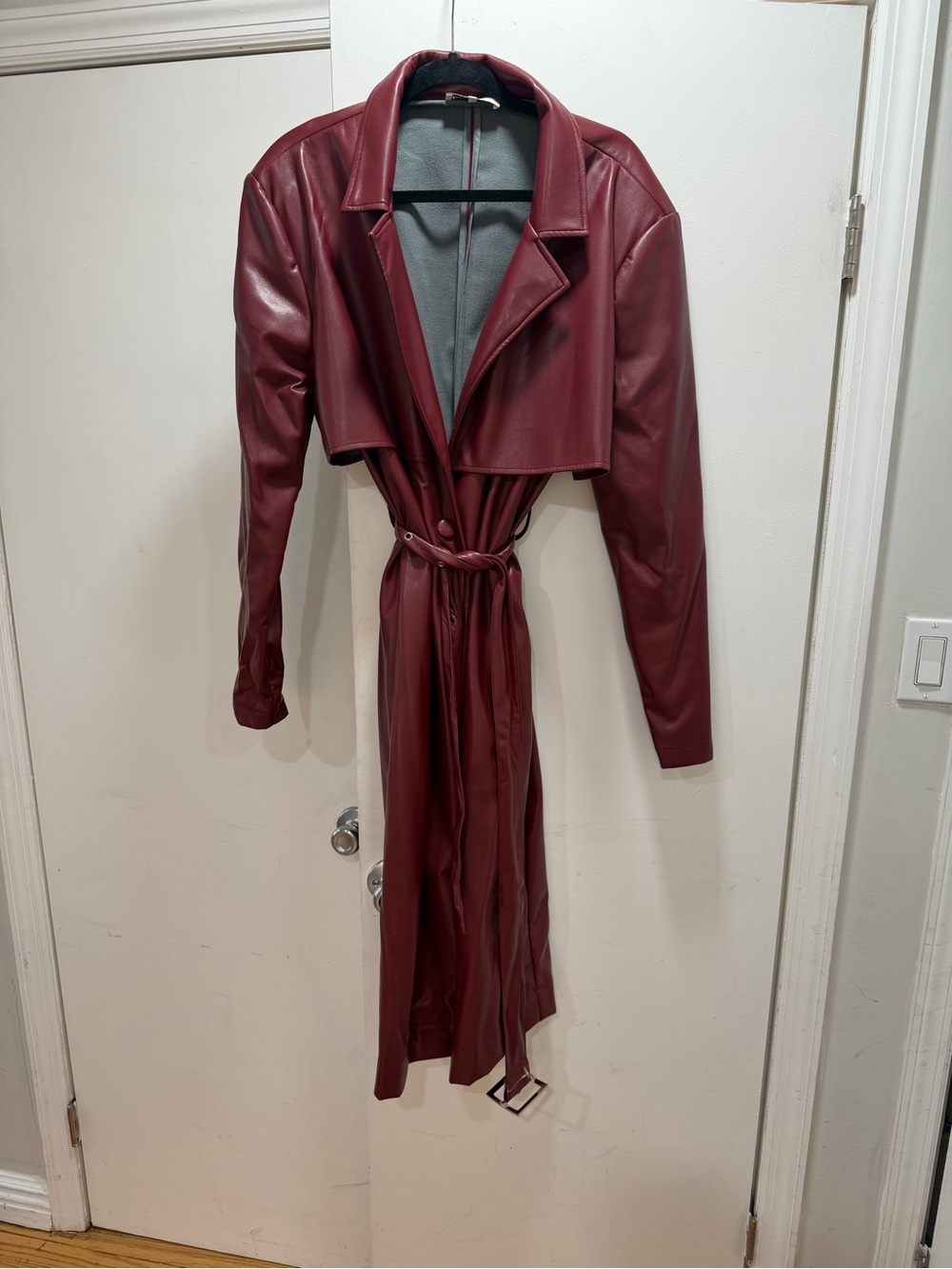 WeWoreWhat Long Faux Leather Trench Coat - Wine